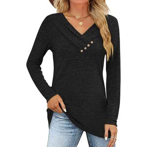 BRAND NEW FMEYOA Women's Tunic Top - V Neck, Long Sleeve, Casual Style!